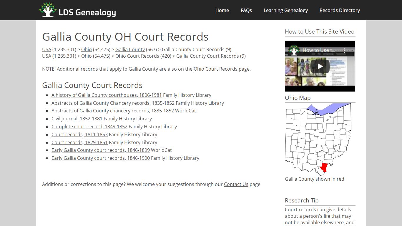 Gallia County OH Court Records - ldsgenealogy.com